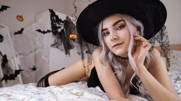 Western Porn Movies Halloween Porn Perverted Witch Eva Elfie Uses a magic Spell to Suck penis. Blowjob on His face until he cums. Swallowing semen and sperm.