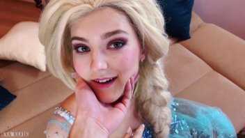 Watch Full Movie Eva Elfie Dressed as Princess Elsa slut Sit and Suck Penis - In a cute dress Good Sucking