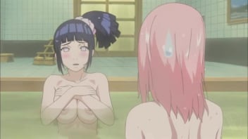 나루토 만화와 나루토 애니메이션 18, 코노하의 화려한 소녀들의 뜨거운 알몸 목욕 장면 모두의 가슴이 커지고 젖꼭지가 매우 분홍색으로 남아있어 매우 리틀입니다.
